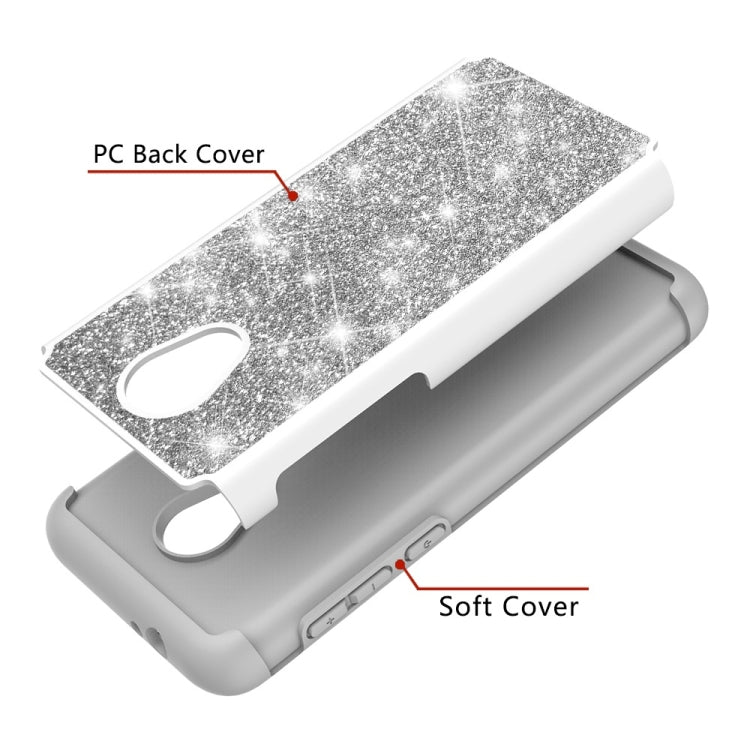 Glitter Powder Contrast Skin Shockproof Silicone + PC Protective Case for Alcatel 1X Evolve / Alcatel TCL LX / Alcatel IdealXtra 2018