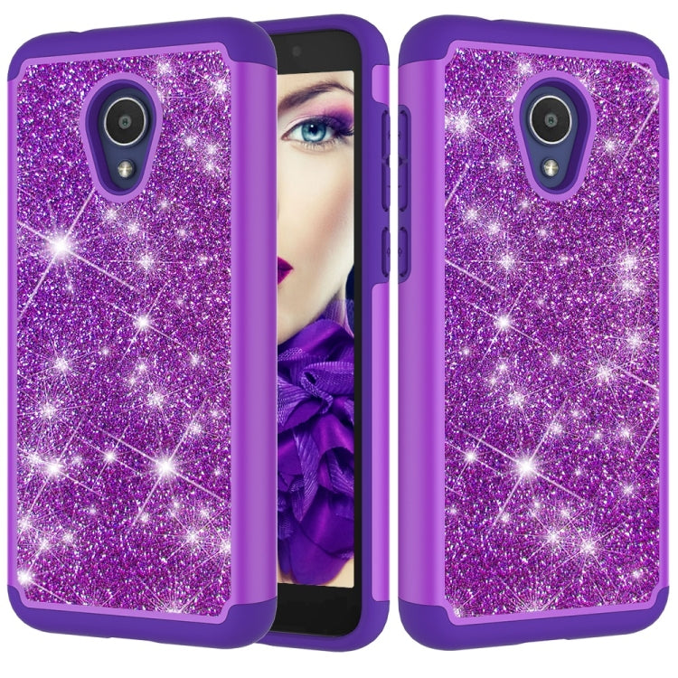 Glitter Powder Contrast Skin Shockproof Silicone + PC Protective Case for Alcatel 1X Evolve / Alcatel TCL LX / Alcatel IdealXtra 2018