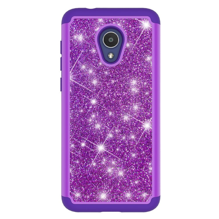 Glitter Powder Contrast Skin Shockproof Silicone + PC Protective Case for Alcatel 1X Evolve / Alcatel TCL LX / Alcatel IdealXtra 2018