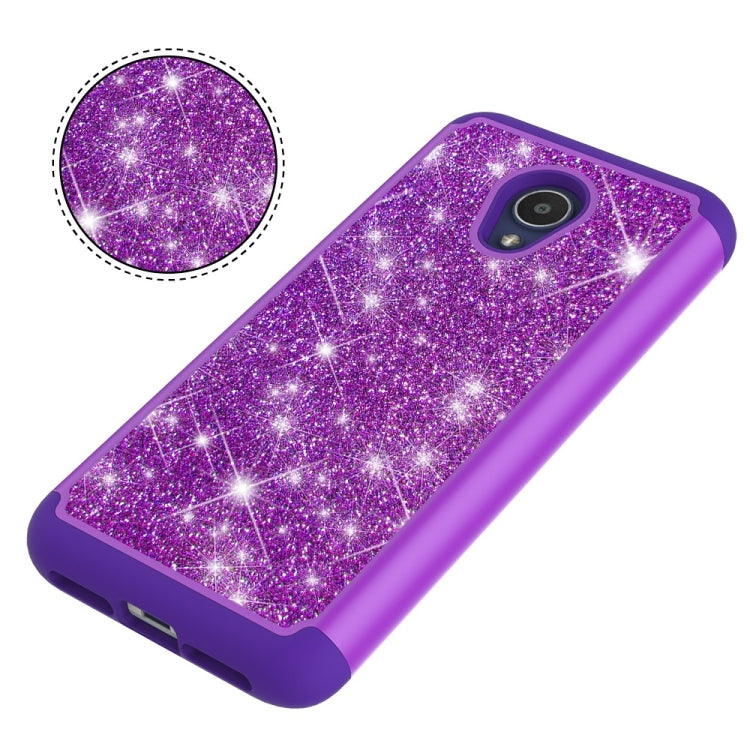 Glitter Powder Contrast Skin Shockproof Silicone + PC Protective Case for Alcatel 1X Evolve / Alcatel TCL LX / Alcatel IdealXtra 2018