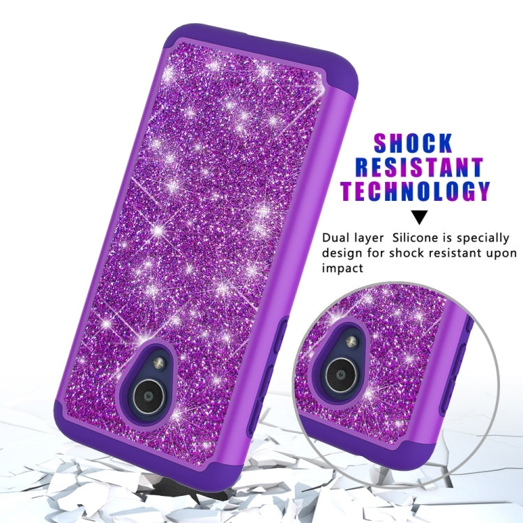 Glitter Powder Contrast Skin Shockproof Silicone + PC Protective Case for Alcatel 1X Evolve / Alcatel TCL LX / Alcatel IdealXtra 2018