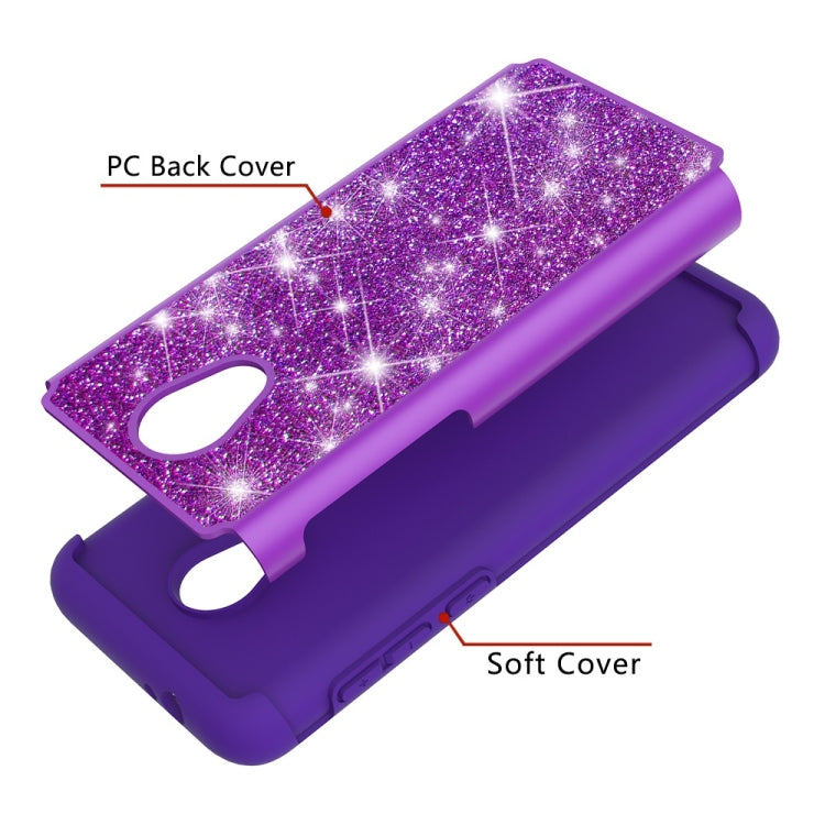 Glitter Powder Contrast Skin Shockproof Silicone + PC Protective Case for Alcatel 1X Evolve / Alcatel TCL LX / Alcatel IdealXtra 2018