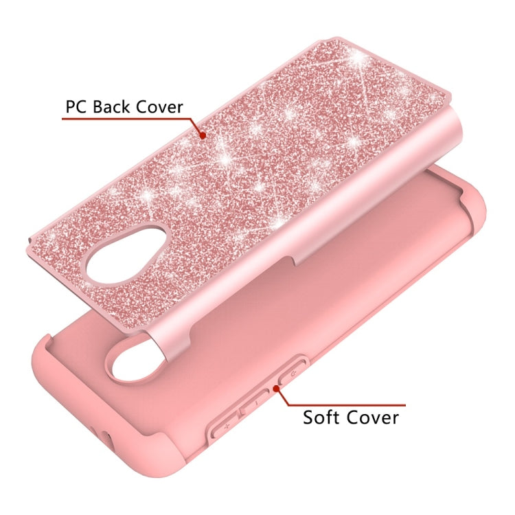 Glitter Powder Contrast Skin Shockproof Silicone + PC Protective Case for Alcatel 1X Evolve / Alcatel TCL LX / Alcatel IdealXtra 2018