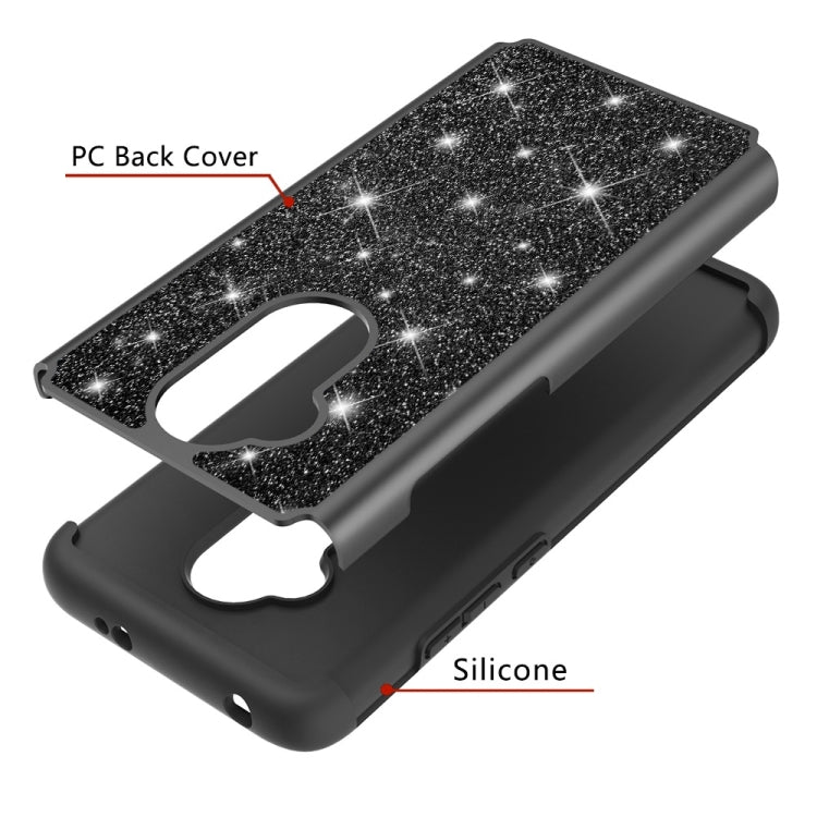 Glitter Powder Contrast Skin Shockproof Silicone + PC Protective Case for Alcatel 7 (2018) / Alcatel Revvl 2 Plus (2018) / Alcatel 7 Folio