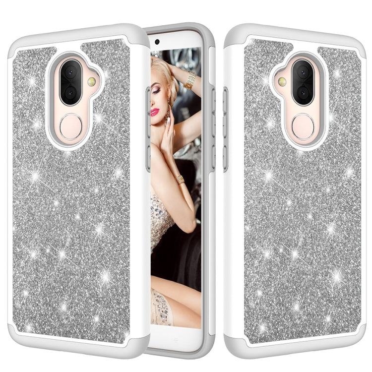 Glitter Powder Contrast Skin Shockproof Silicone + PC Protective Case for Alcatel 7 (2018) / Alcatel Revvl 2 Plus (2018) / Alcatel 7 Folio