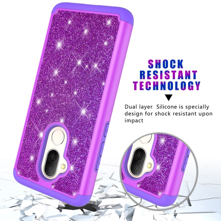 Glitter Powder Contrast Skin Shockproof Silicone + PC Protective Case for Alcatel 7 (2018) / Alcatel Revvl 2 Plus (2018) / Alcatel 7 Folio