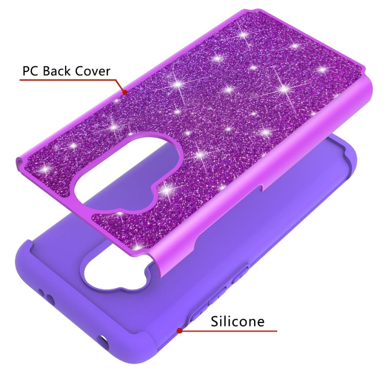 Glitter Powder Contrast Skin Shockproof Silicone + PC Protective Case for Alcatel 7 (2018) / Alcatel Revvl 2 Plus (2018) / Alcatel 7 Folio