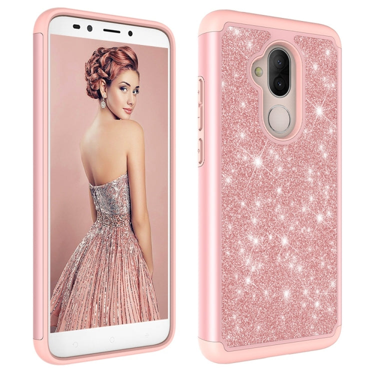 Glitter Powder Contrast Skin Shockproof Silicone + PC Protective Case for Alcatel 7 (2018) / Alcatel Revvl 2 Plus (2018) / Alcatel 7 Folio