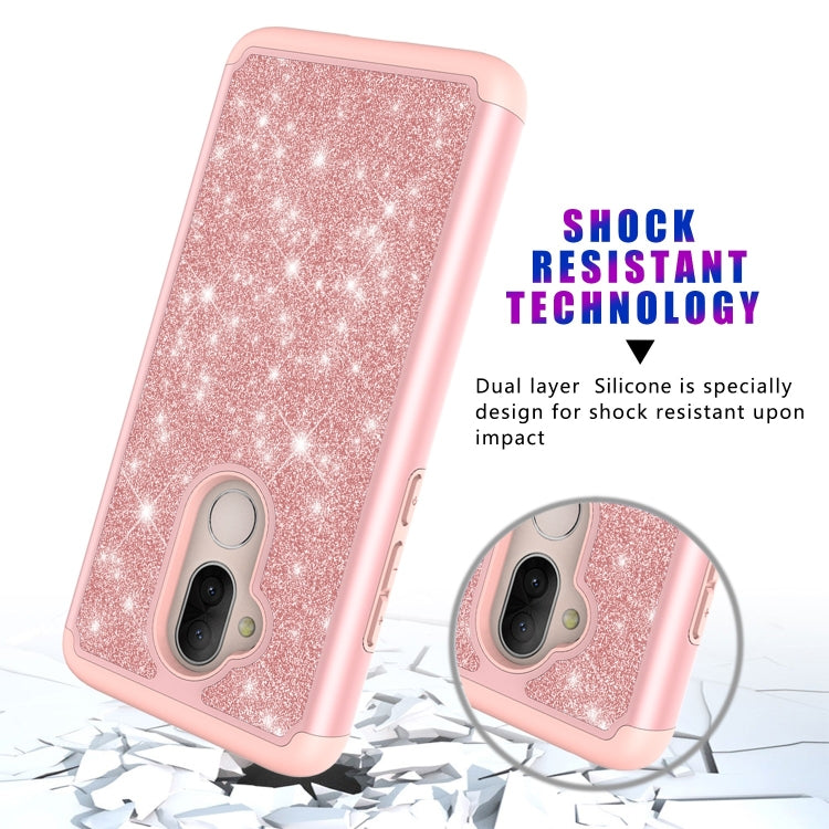 Glitter Powder Contrast Skin Shockproof Silicone + PC Protective Case for Alcatel 7 (2018) / Alcatel Revvl 2 Plus (2018) / Alcatel 7 Folio