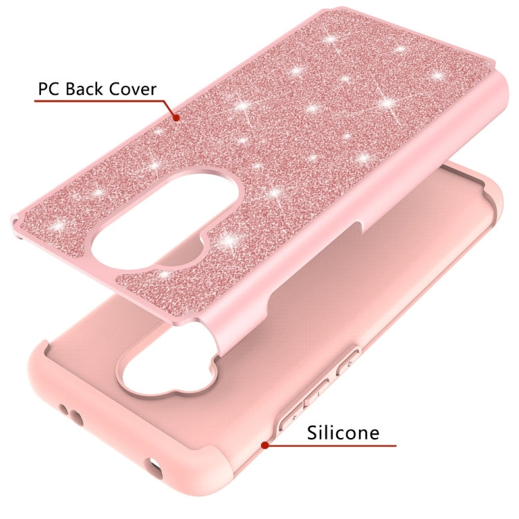 Glitter Powder Contrast Skin Shockproof Silicone + PC Protective Case for Alcatel 7 (2018) / Alcatel Revvl 2 Plus (2018) / Alcatel 7 Folio
