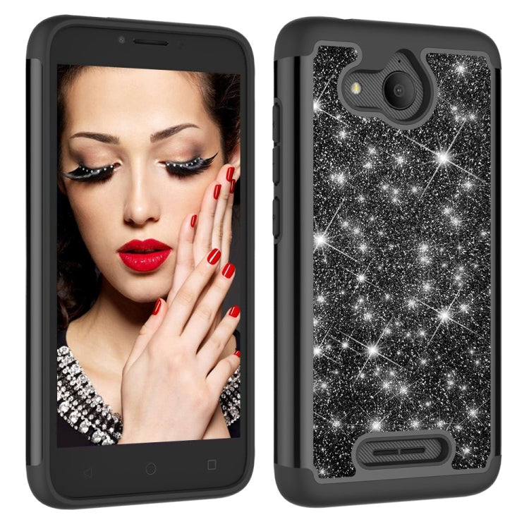 Glitter Powder Contrast Skin Shockproof Silicone + PC Protective Case for Alcatel Tetra