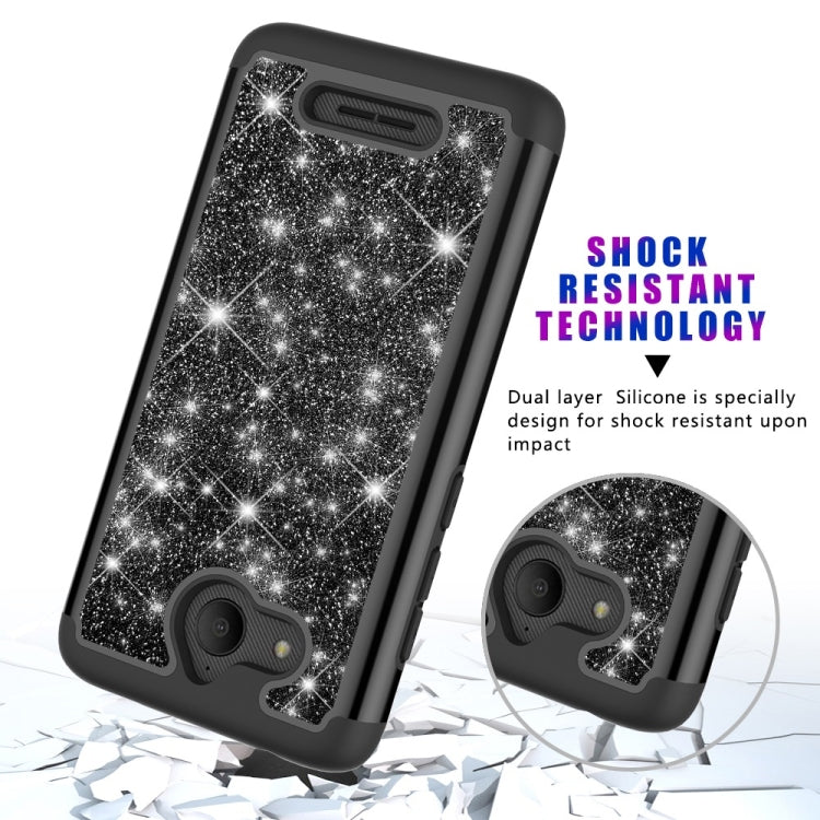 Glitter Powder Contrast Skin Shockproof Silicone + PC Protective Case for Alcatel Tetra
