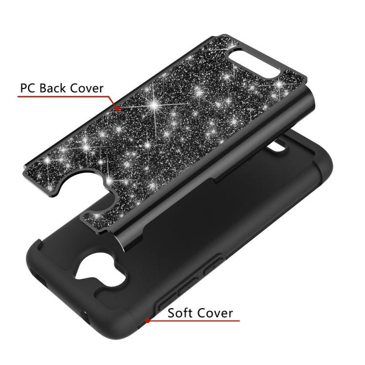 Glitter Powder Contrast Skin Shockproof Silicone + PC Protective Case for Alcatel Tetra