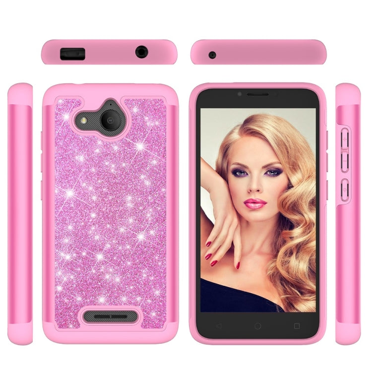 Glitter Powder Contrast Skin Shockproof Silicone + PC Protective Case for Alcatel Tetra
