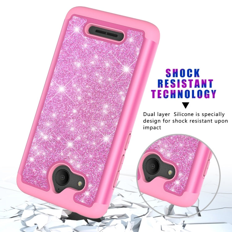 Glitter Powder Contrast Skin Shockproof Silicone + PC Protective Case for Alcatel Tetra