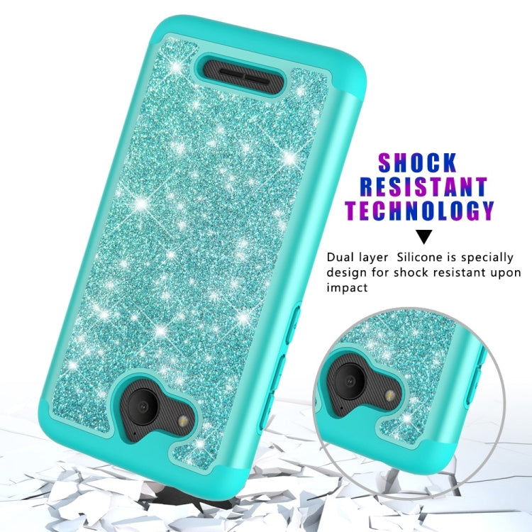 Glitter Powder Contrast Skin Shockproof Silicone + PC Protective Case for Alcatel Tetra