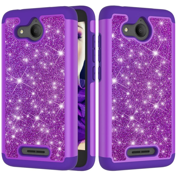 Glitter Powder Contrast Skin Shockproof Silicone + PC Protective Case for Alcatel Tetra