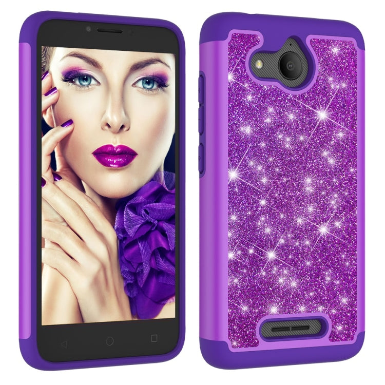 Glitter Powder Contrast Skin Shockproof Silicone + PC Protective Case for Alcatel Tetra