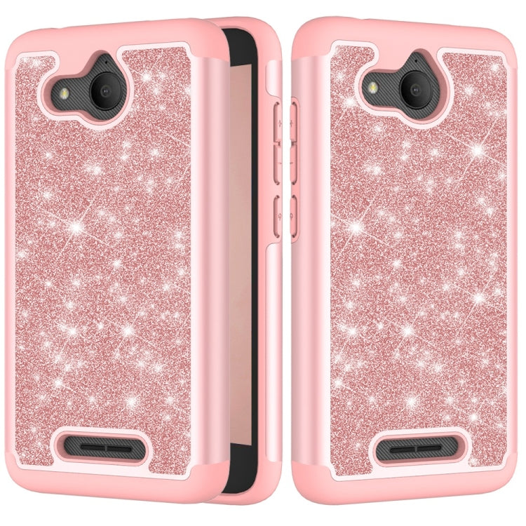 Glitter Powder Contrast Skin Shockproof Silicone + PC Protective Case for Alcatel Tetra