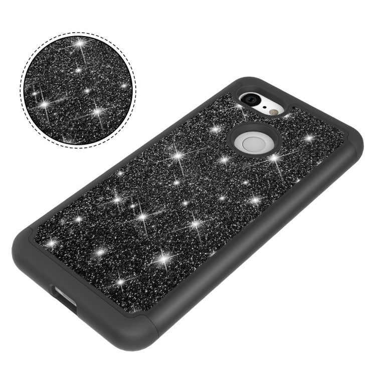 Glitter Powder Contrast Skin Shockproof Silicone + PC Protective Case for Google Pixel 3