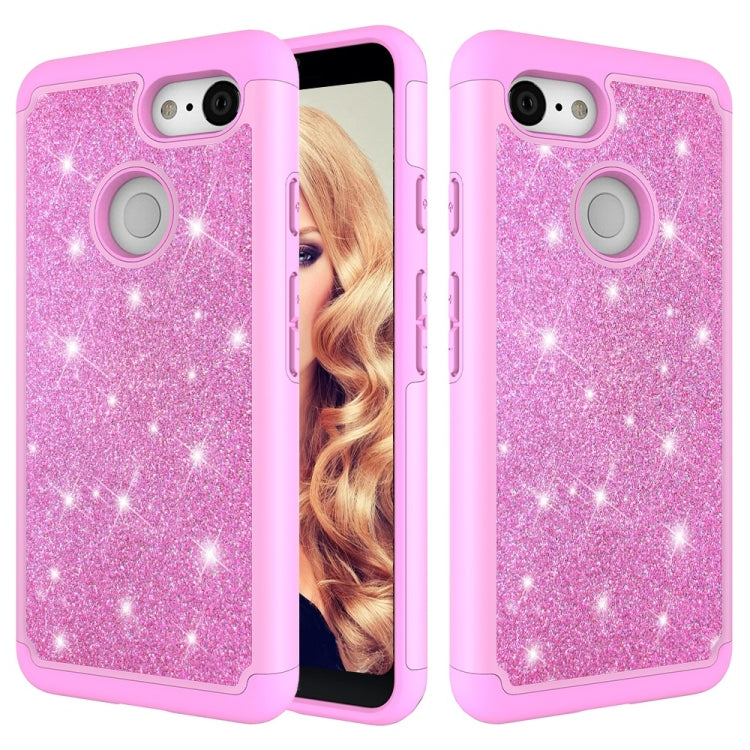 Glitter Powder Contrast Skin Shockproof Silicone + PC Protective Case for Google Pixel 3
