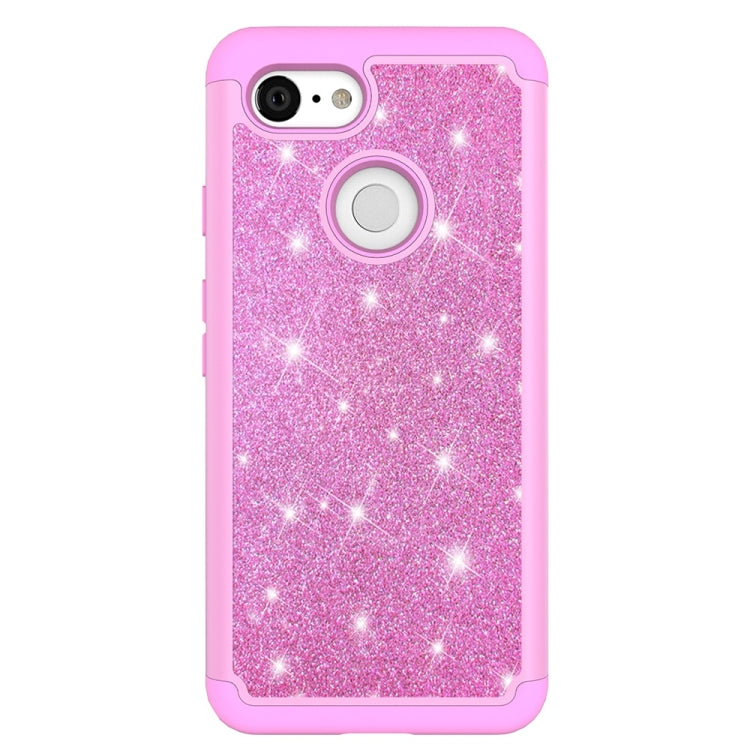 Glitter Powder Contrast Skin Shockproof Silicone + PC Protective Case for Google Pixel 3