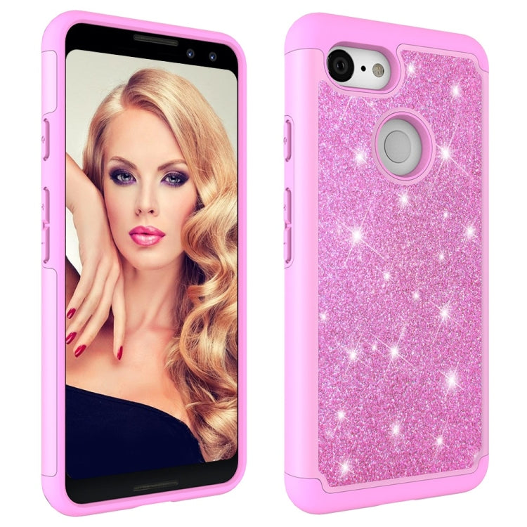 Glitter Powder Contrast Skin Shockproof Silicone + PC Protective Case for Google Pixel 3
