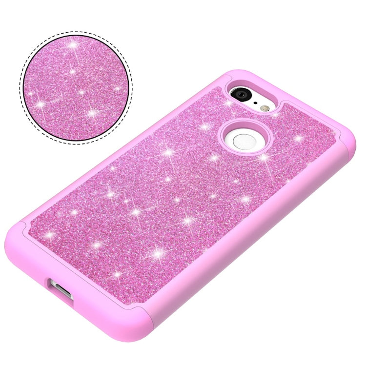 Glitter Powder Contrast Skin Shockproof Silicone + PC Protective Case for Google Pixel 3