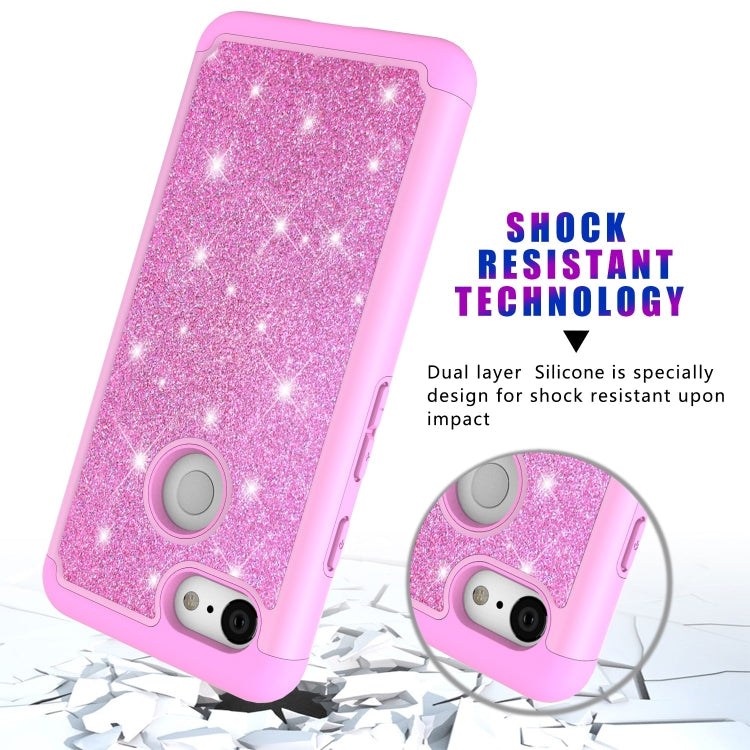 Glitter Powder Contrast Skin Shockproof Silicone + PC Protective Case for Google Pixel 3
