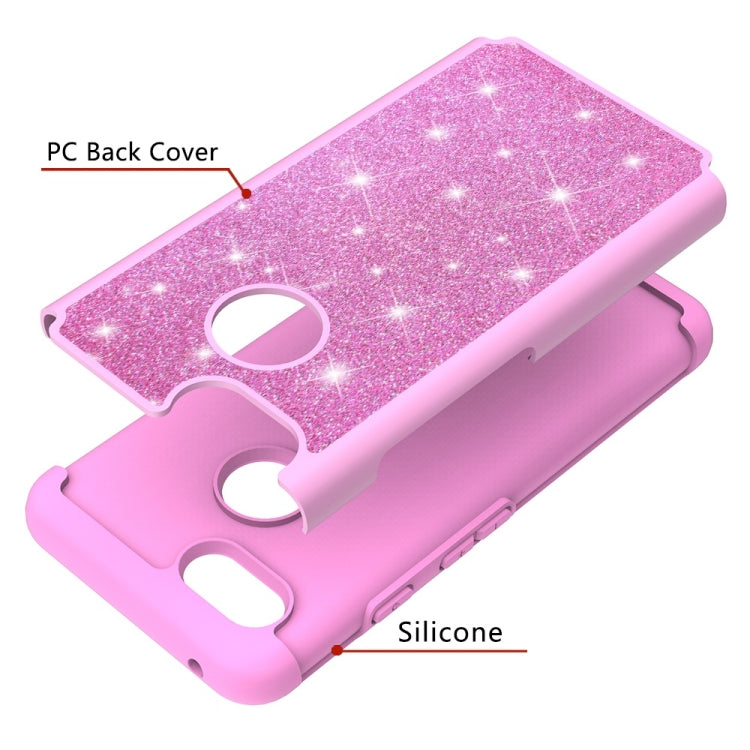 Glitter Powder Contrast Skin Shockproof Silicone + PC Protective Case for Google Pixel 3