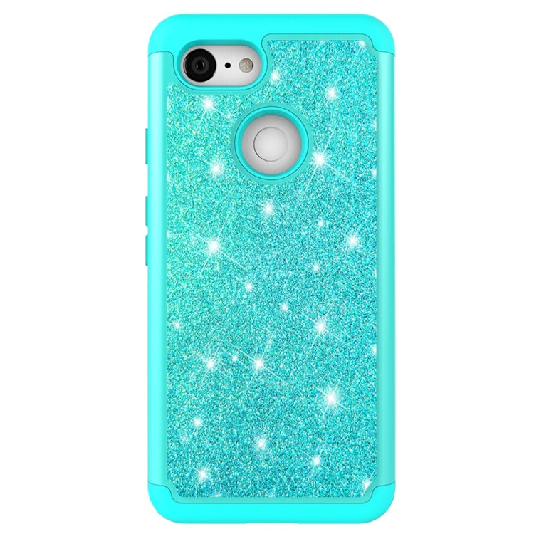 Glitter Powder Contrast Skin Shockproof Silicone + PC Protective Case for Google Pixel 3