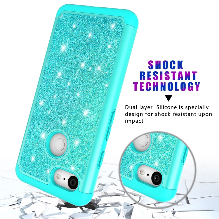 Glitter Powder Contrast Skin Shockproof Silicone + PC Protective Case for Google Pixel 3
