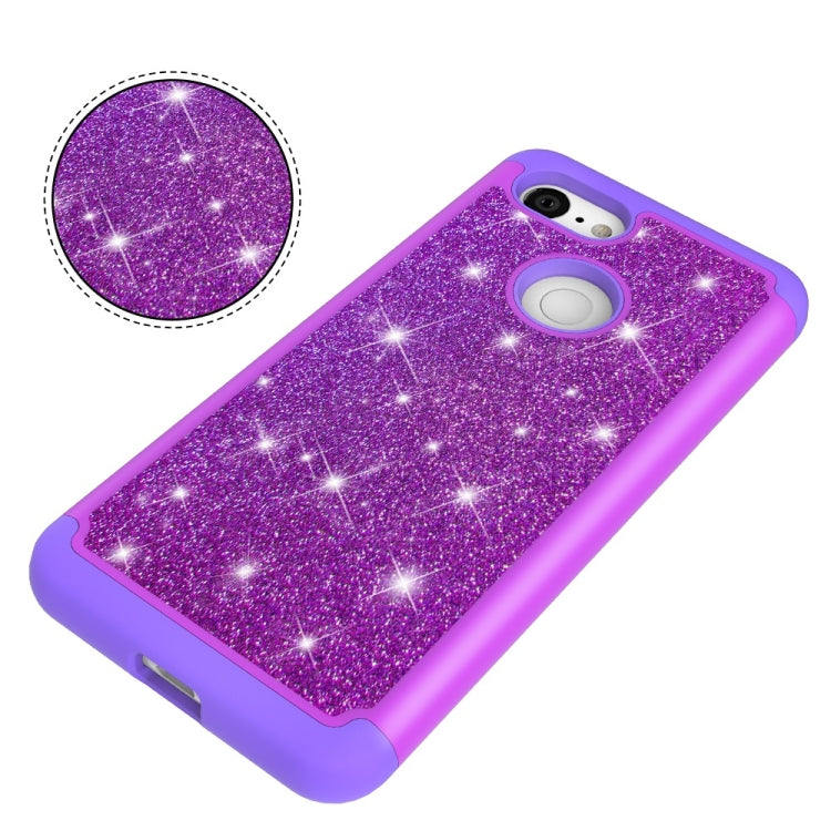Glitter Powder Contrast Skin Shockproof Silicone + PC Protective Case for Google Pixel 3