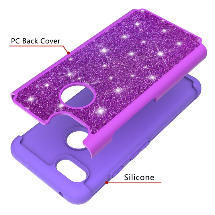 Glitter Powder Contrast Skin Shockproof Silicone + PC Protective Case for Google Pixel 3