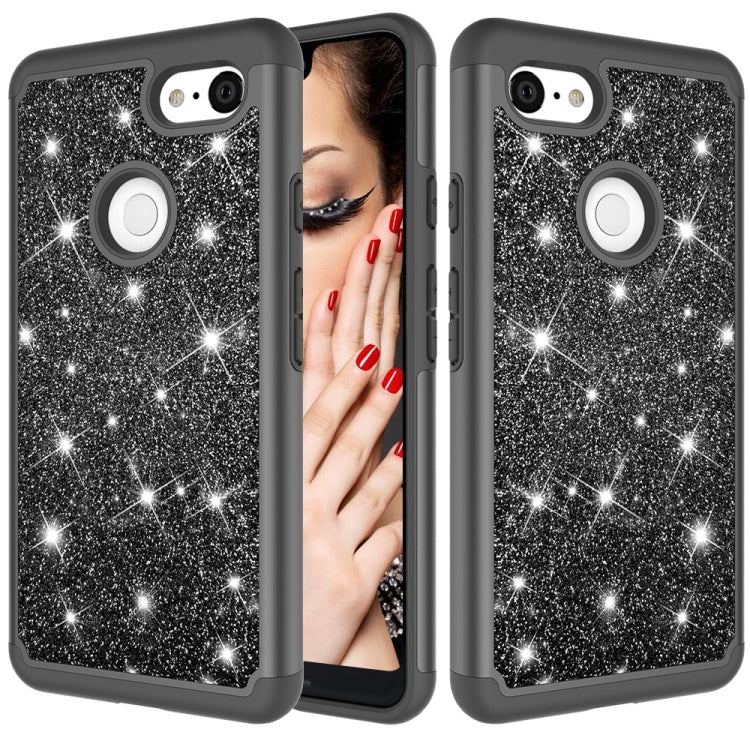 Glitter Powder Contrast Skin Shockproof Silicone + PC Protective Case for Google Pixel 3 XL