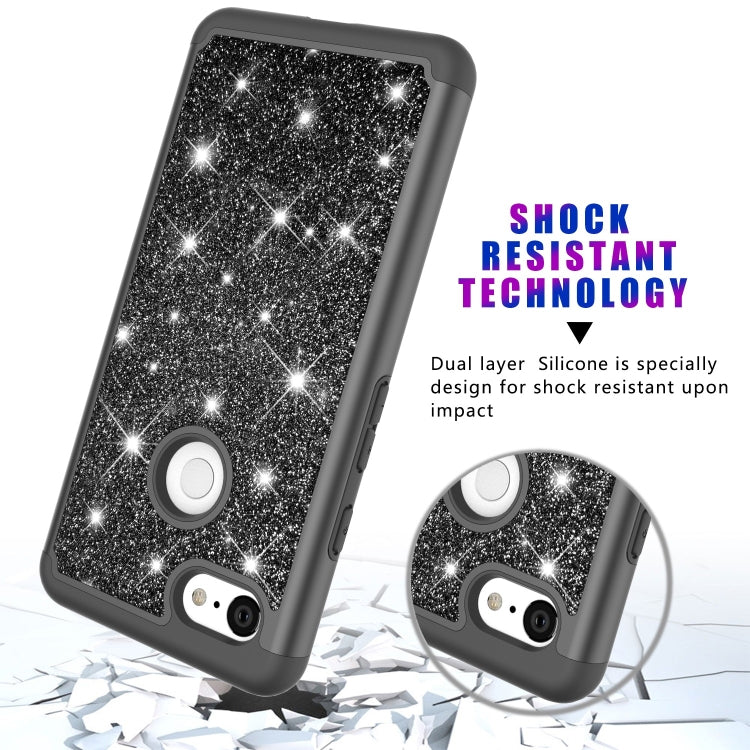 Glitter Powder Contrast Skin Shockproof Silicone + PC Protective Case for Google Pixel 3 XL