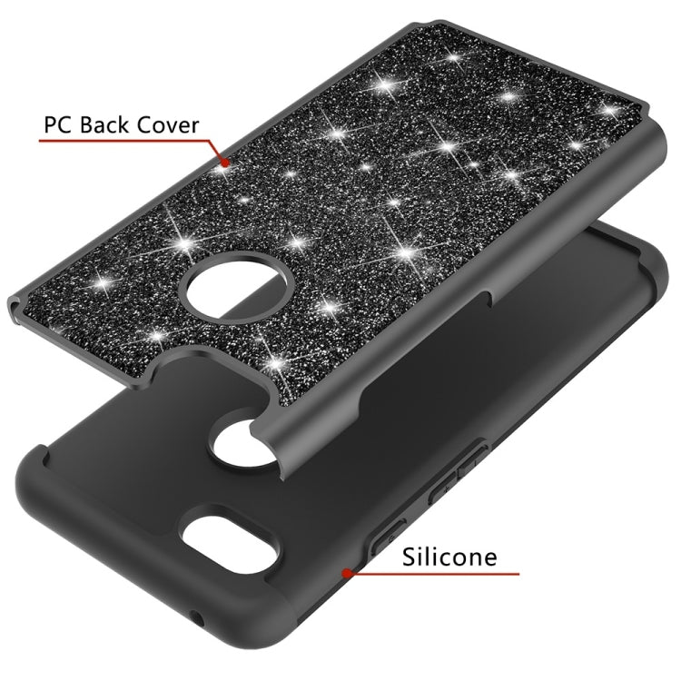 Glitter Powder Contrast Skin Shockproof Silicone + PC Protective Case for Google Pixel 3 XL