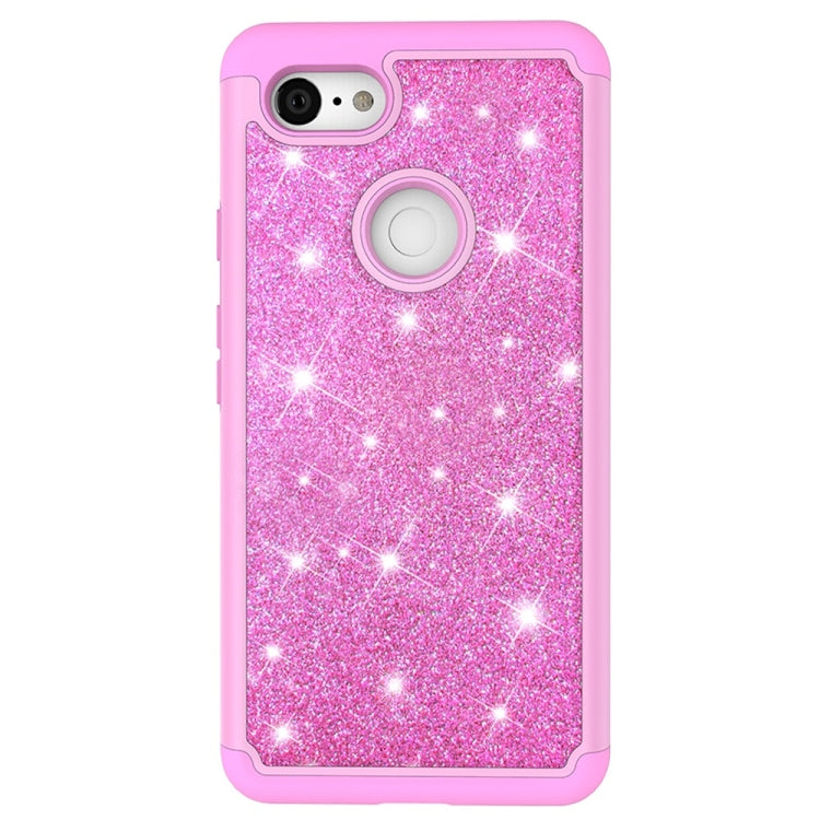 Glitter Powder Contrast Skin Shockproof Silicone + PC Protective Case for Google Pixel 3 XL