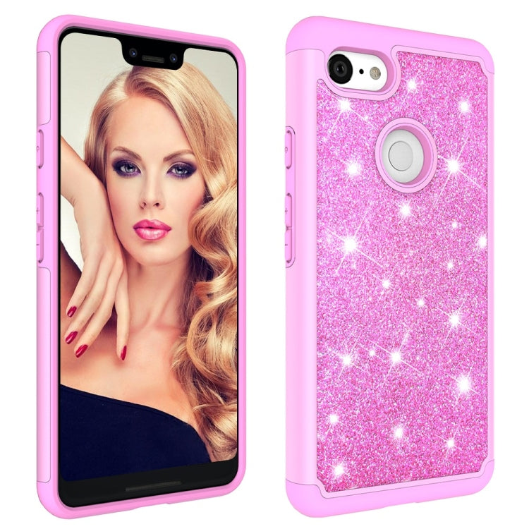 Glitter Powder Contrast Skin Shockproof Silicone + PC Protective Case for Google Pixel 3 XL