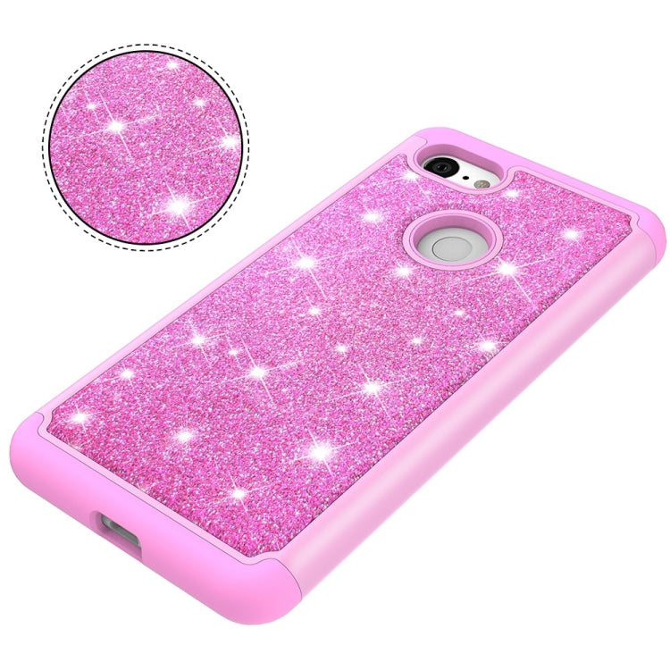 Glitter Powder Contrast Skin Shockproof Silicone + PC Protective Case for Google Pixel 3 XL