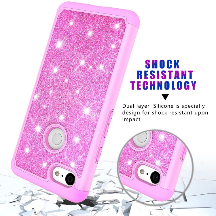 Glitter Powder Contrast Skin Shockproof Silicone + PC Protective Case for Google Pixel 3 XL