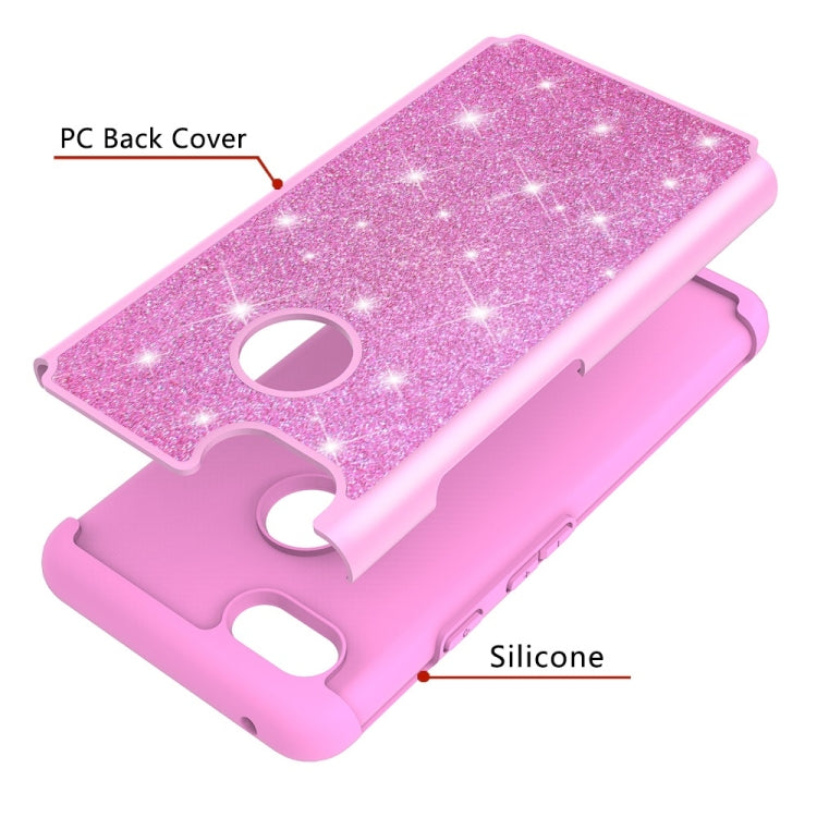 Glitter Powder Contrast Skin Shockproof Silicone + PC Protective Case for Google Pixel 3 XL