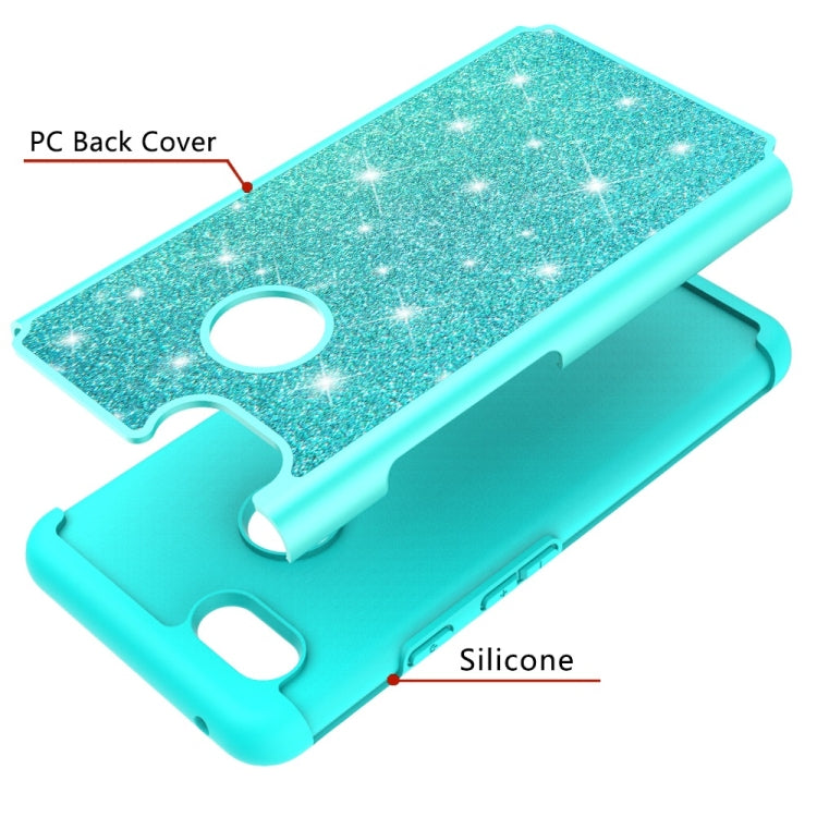Glitter Powder Contrast Skin Shockproof Silicone + PC Protective Case for Google Pixel 3 XL