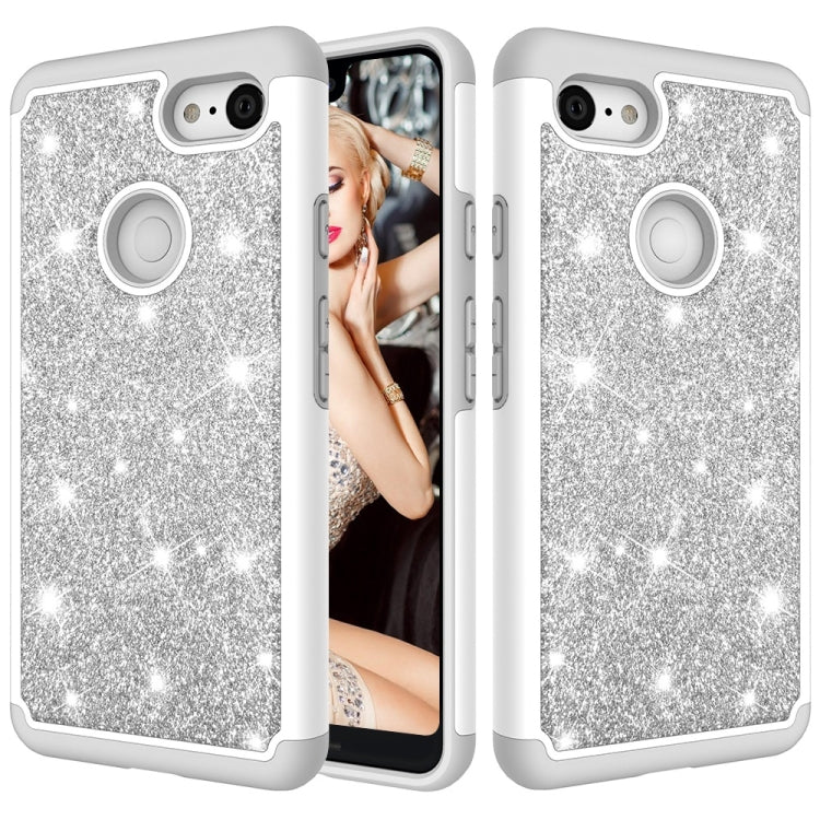 Glitter Powder Contrast Skin Shockproof Silicone + PC Protective Case for Google Pixel 3 XL