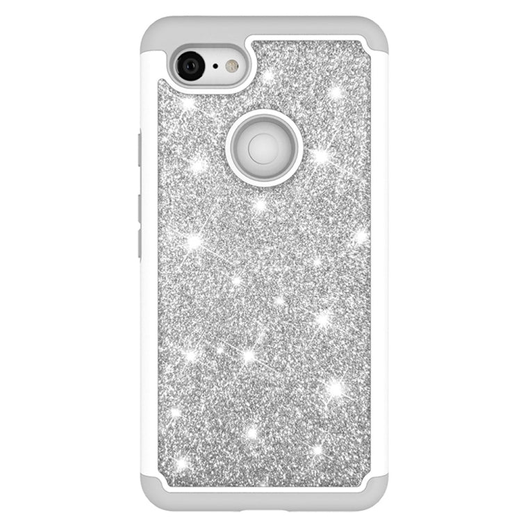 Glitter Powder Contrast Skin Shockproof Silicone + PC Protective Case for Google Pixel 3 XL