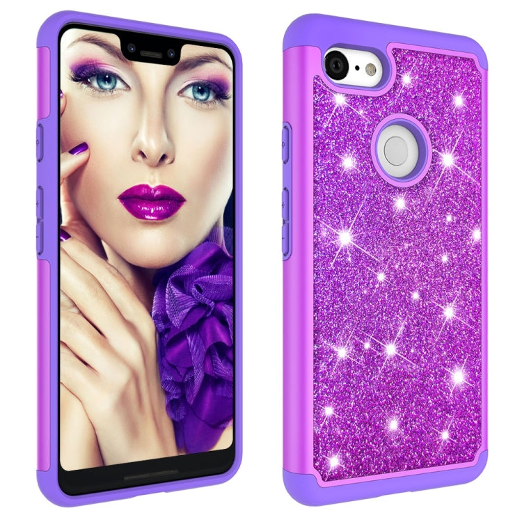 Glitter Powder Contrast Skin Shockproof Silicone + PC Protective Case for Google Pixel 3 XL