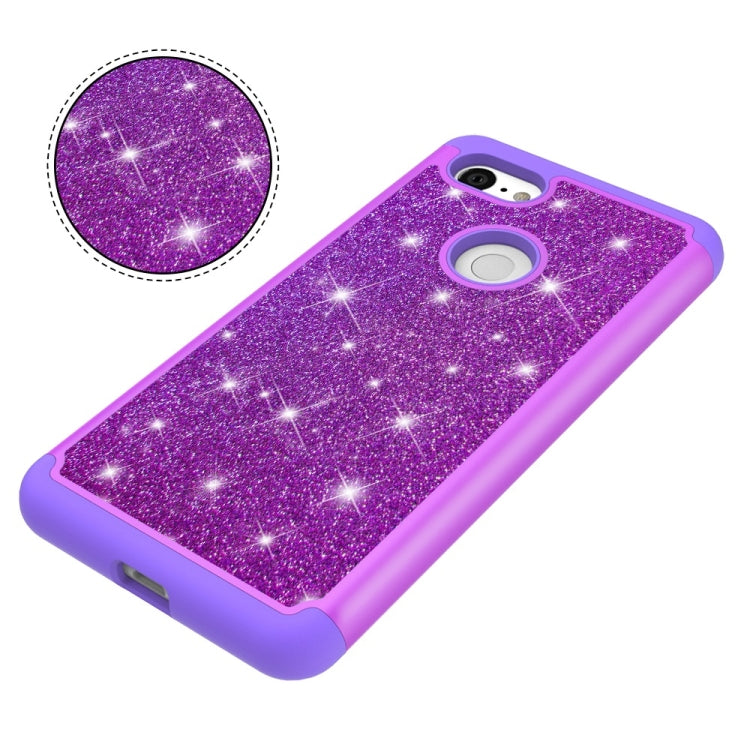 Glitter Powder Contrast Skin Shockproof Silicone + PC Protective Case for Google Pixel 3 XL