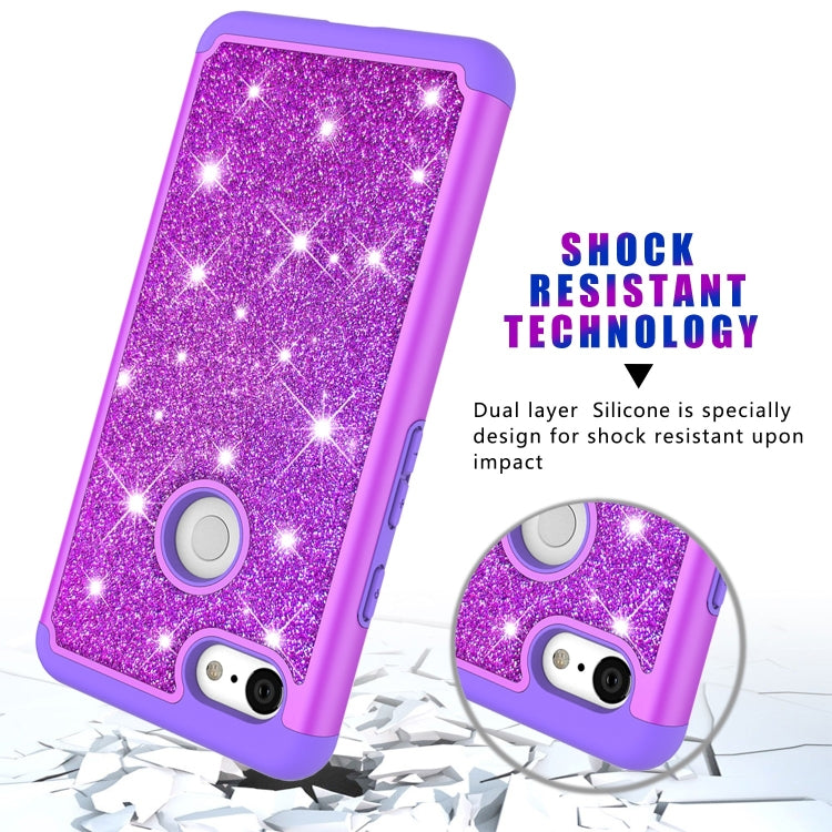 Glitter Powder Contrast Skin Shockproof Silicone + PC Protective Case for Google Pixel 3 XL