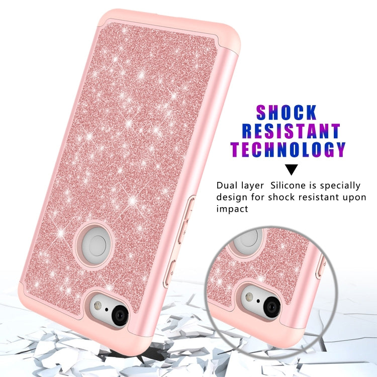 Glitter Powder Contrast Skin Shockproof Silicone + PC Protective Case for Google Pixel 3 XL