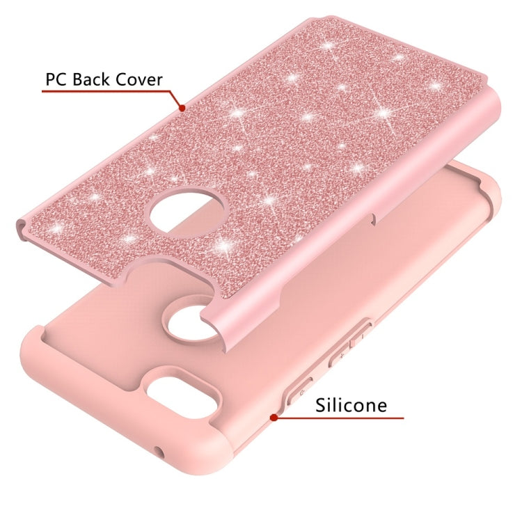 Glitter Powder Contrast Skin Shockproof Silicone + PC Protective Case for Google Pixel 3 XL